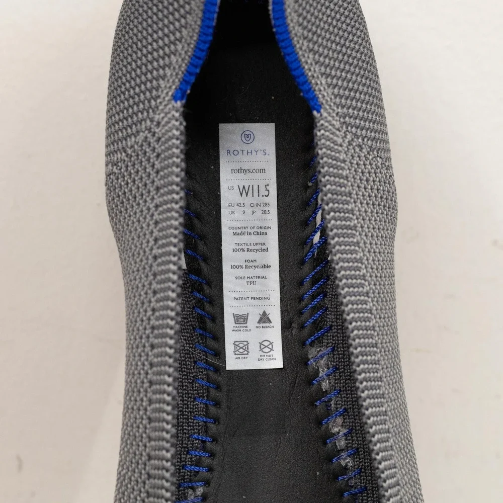 ROTHYS The Flat Knit Round Toe Ballet Flats Gray Sz 11.5